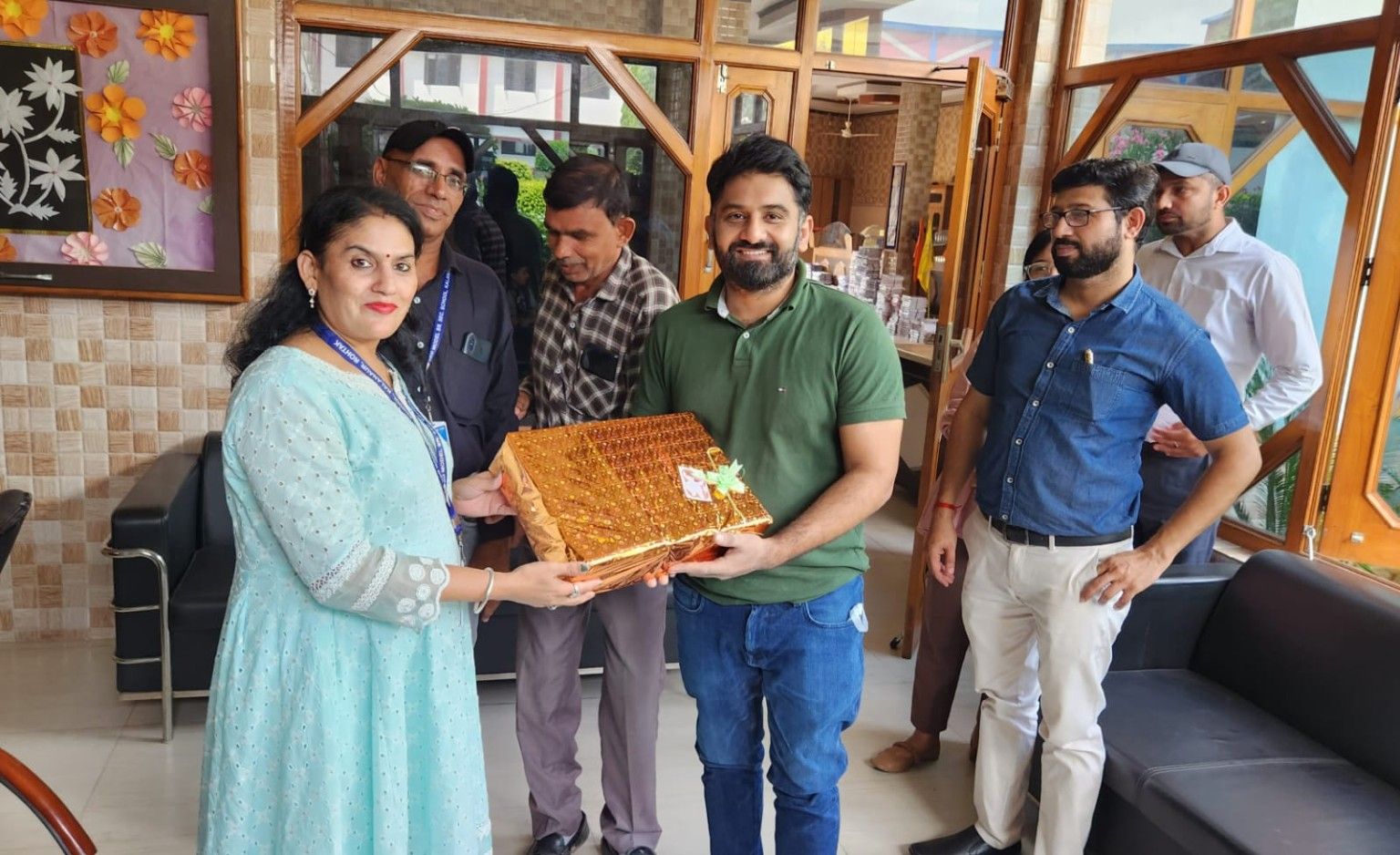 An informal acknowledgement during a school visit