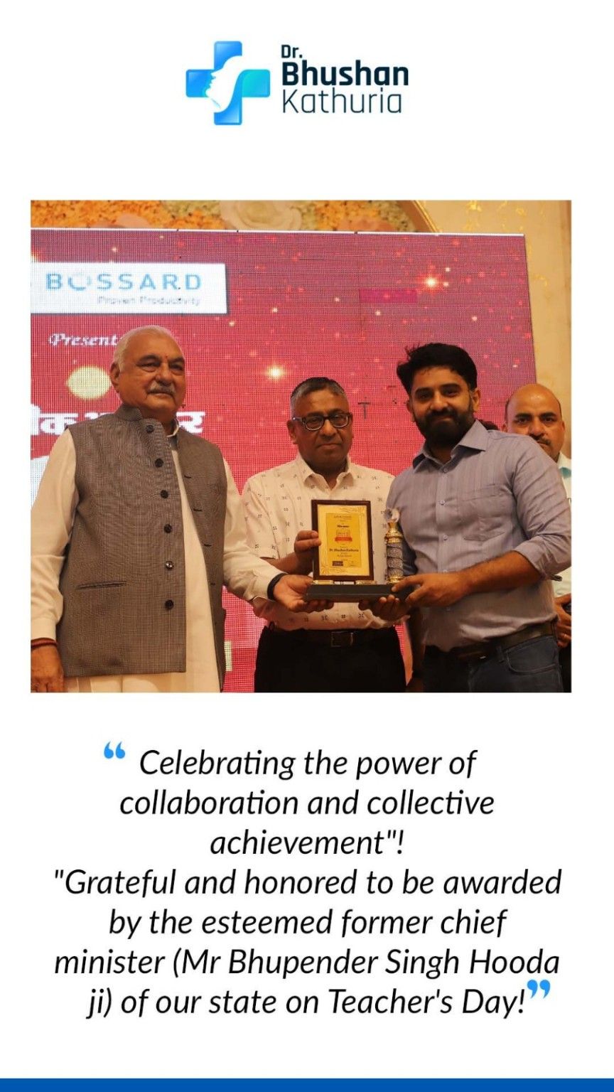 Teachers’ Day, felicitated by former Chief Minister Bhupinder Singh Hooda